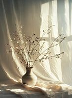 Beige vase with branches