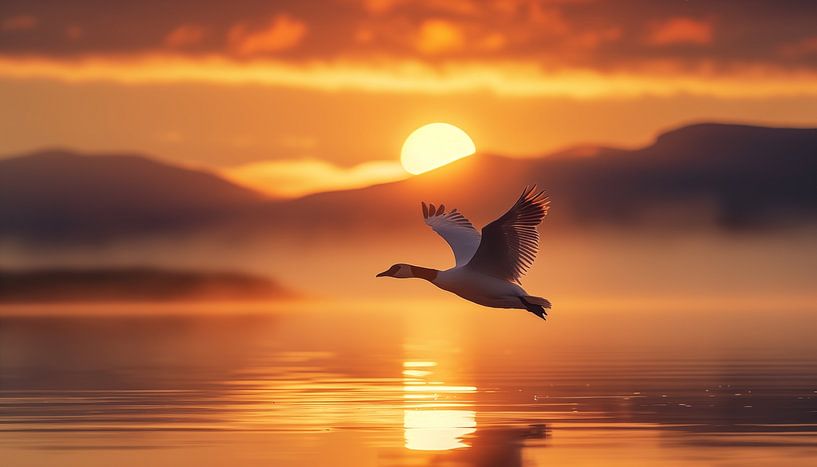 Wading bird sunset panorama by TheXclusive Art