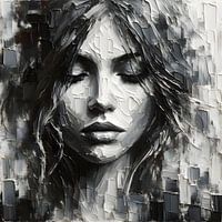 Portrait Ölgemälde Schwarz und Weiß