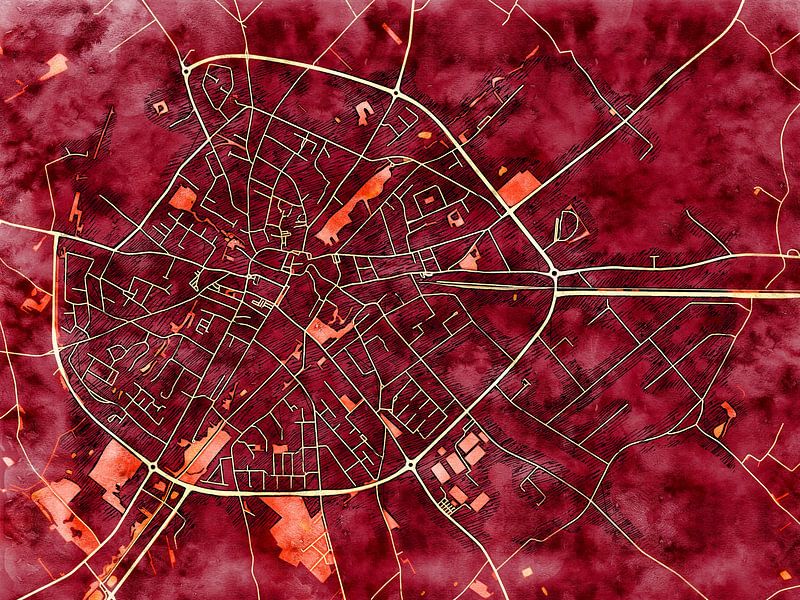 Carte de Poperinge avec le style 'Amber Autumn' par Maporia