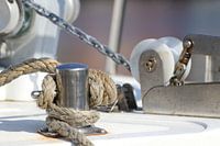 Bollard with rope from a boat.
