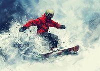 Roter Snowboarder
