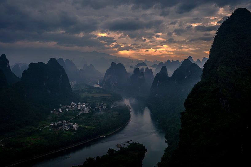 Karst mountains near Yangshuo by Eddy Westdijk