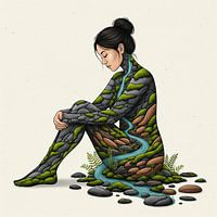 Nature embodied, serene earthy spirit, mindful pose