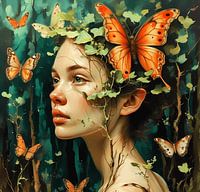 Woman with butterflies