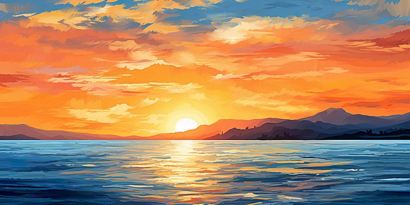 Coucher de soleil sur la mer depuis Sanorini par Whale & Sons