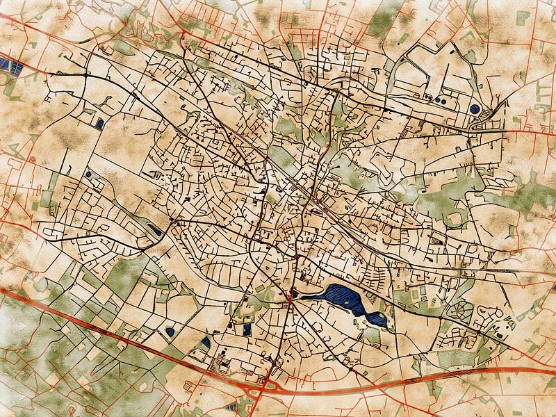Karte von Ibbenbüren im stil 'Serene Summer' von Maporia