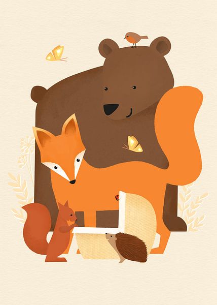 Bienvenue, mon petit ! Imprimé animalier aux couleurs de l'automne par Hannah Barrow