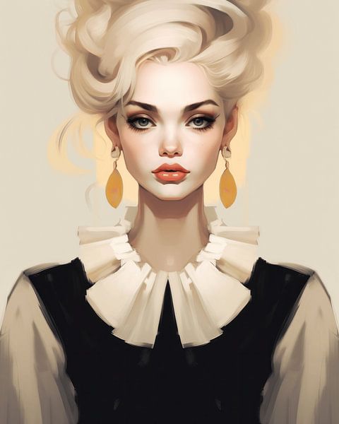 Illustration : &quot;Portrait moderne d'une jeune femme&amp;quot ; par Carla Van Iersel