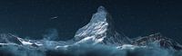Panoramic view Matterhorn mountain at night
