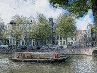 Amsterdam Herengracht. Kanalkreuzfahrt . Kanalboot.