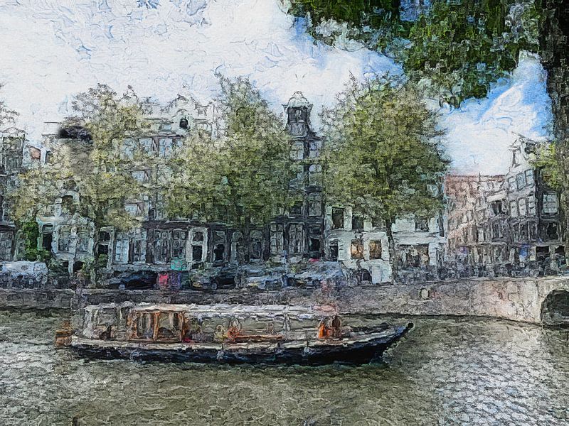 Amsterdam Herengracht. Croisière sur les canaux . Bateau de canal. par Marianna Pobedimova