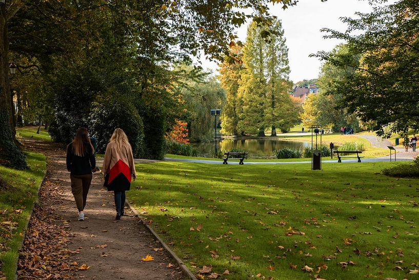 Zwei Mädchen im Park von Werner Lerooy