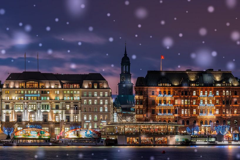 Snowflakes at the Hamburg Christmas market by ahafineartimages