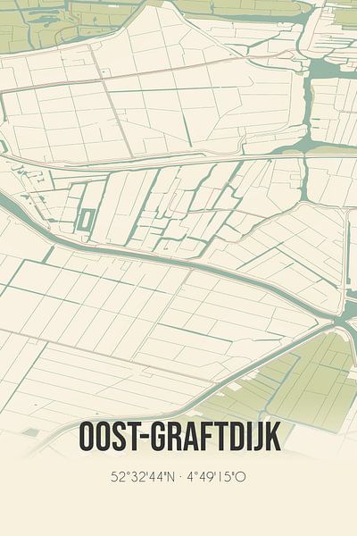 Vieille carte de Oost-Graftdijk (Hollande du Nord) par Affiches de lieux