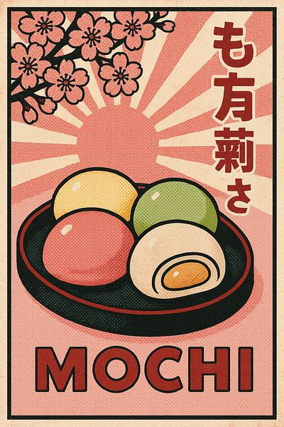 Retro Mochi Poster - Dessert japonais Art mural vintage par Travel Shop