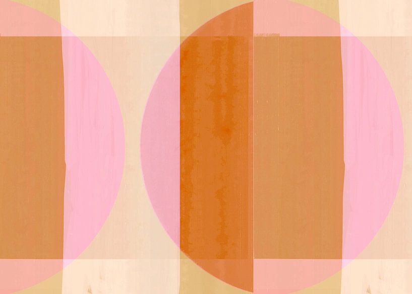 Mid Century Bauhaus Formes Rose Beige Pêche par FRESH Fine Art