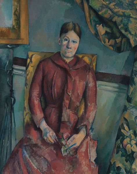 Madame Cézanne (Hortense Fiquet, 1850-1922) in einem roten Kleid, Paul Cezanne 1888-90 von MadameRuiz