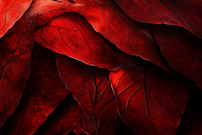 Rote Blätter im Licht – Texturreich von Poster Art Shop