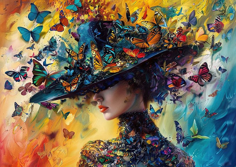 Butterfly Elegance van Abstract Schilderij