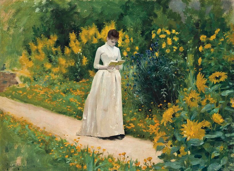 Lesen auf dem Gartenweg, Albert Aublet von Meisterhafte Meister