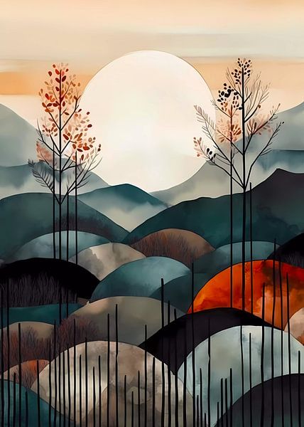 Aquarelle montagnes abstraites par haroulita