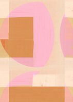 Mid Eeuw Bauhaus Vormen Roze Beige Oker