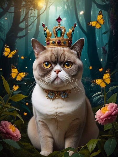 Mignonne reine des chats dans la forêt par haroulita