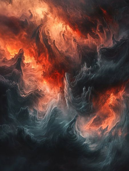 Storm clouds in fiery orange and black tones by artefacti