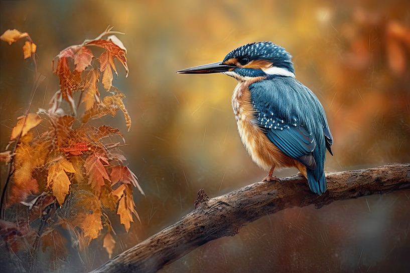 Eisvogel - Buntes Vogelgemälde für den Innenbereich von Joriali Fotografie und Gemälde