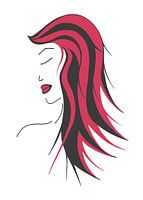 Belle femme aux cheveux roux et noirs