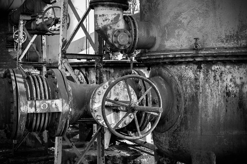 Black and white industrial close up of industrial details by Patrick Verhoef