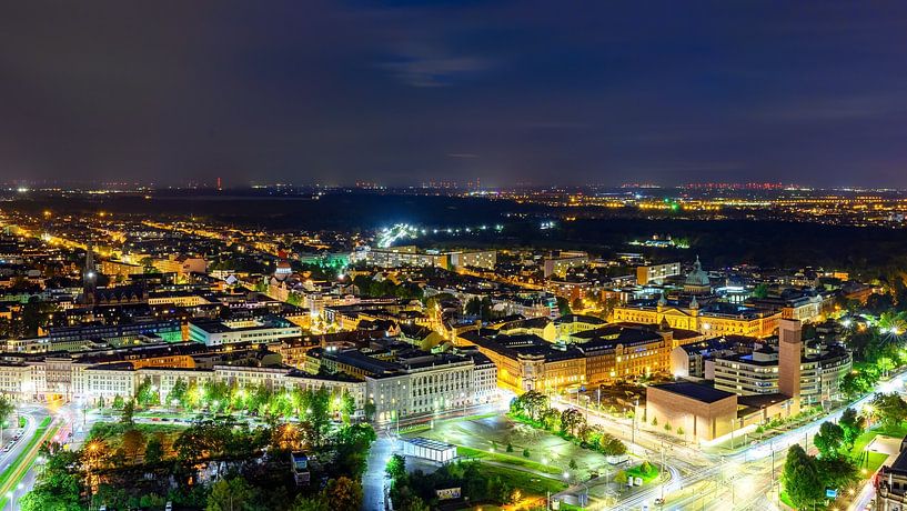 A panoramic view of Leipzig at night by Andreas Völkel