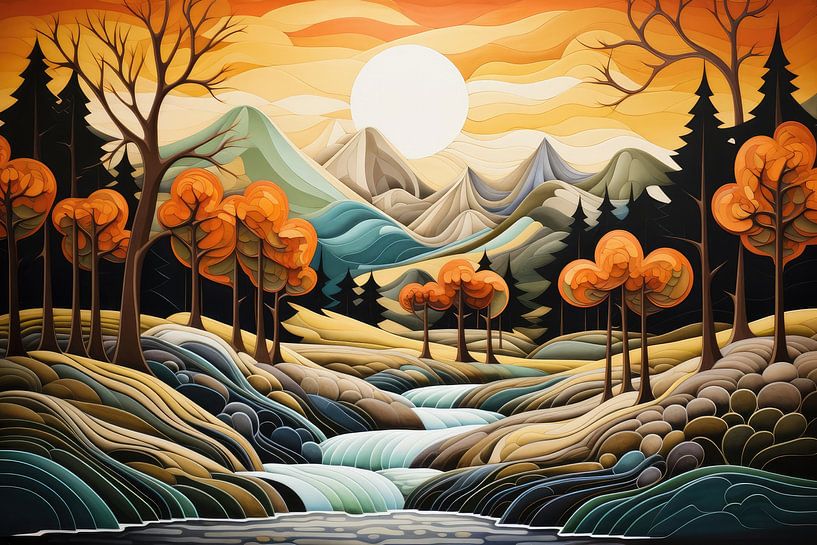 Bizarre surreal art deco landscape of an alien planet by Art Bizarre