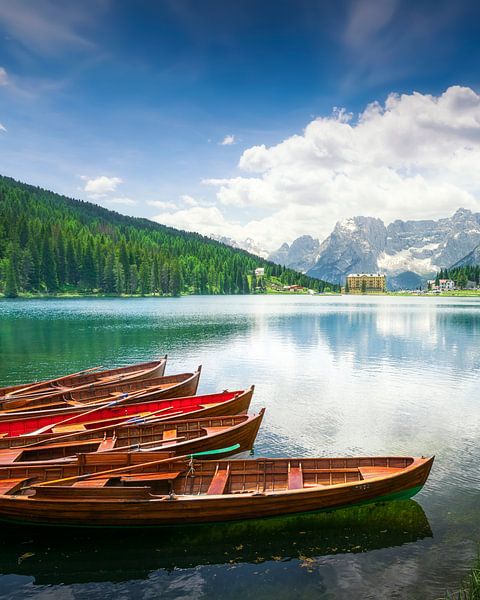 Boats on the Lake Misurina, Dolomites by Stefano Orazzini