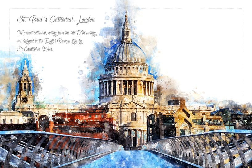 Cathédrale St. Paul, aquarelle, Londres par Theodor Decker