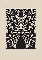 Grafik Tulpen in Vase - Schwarz Beige - Wohnzimmer & Schlafzimmer - Minimalistische Einrichtung - Abstrakt