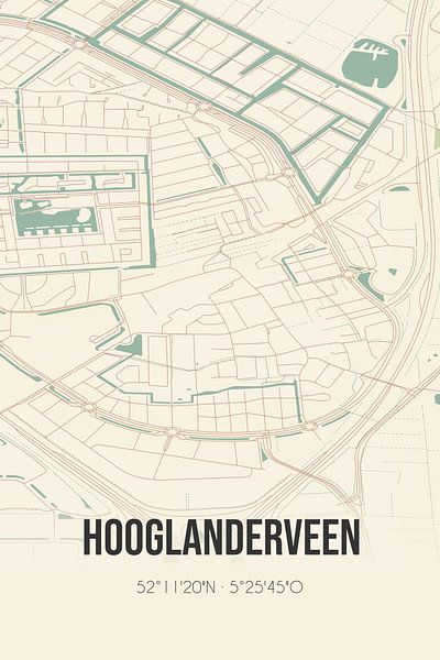 Vieille carte de Hooglanderveen (Utrecht) par Affiches de lieux