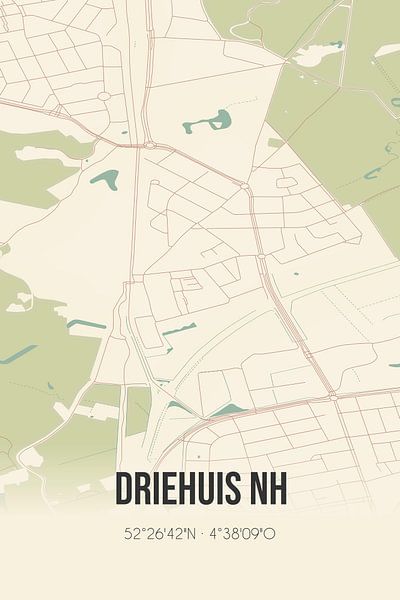 Vieille carte de Driehuis NH (Hollande du Nord) par Affiches de lieux