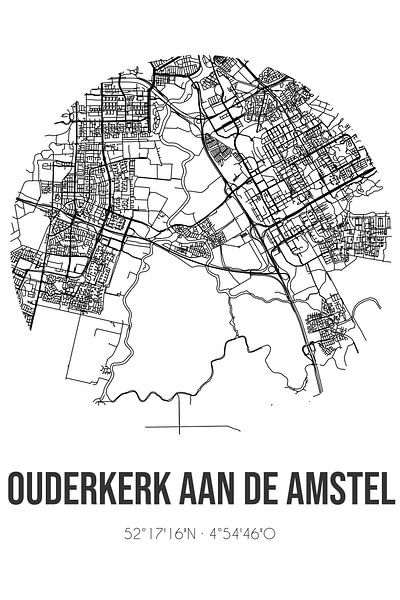 Ouderkerk aan de Amstel (North-Holland) | Map | Black and White by Prints of Place
