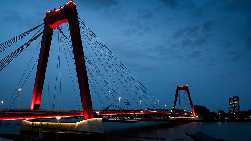 Willemsbrug Rotterdam bei Nacht von Arjan van der Veer
