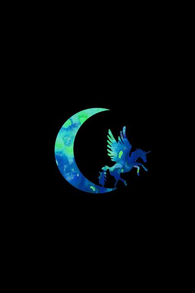 Blauer Halbmond und Einhorn von Sebastian Grafmann