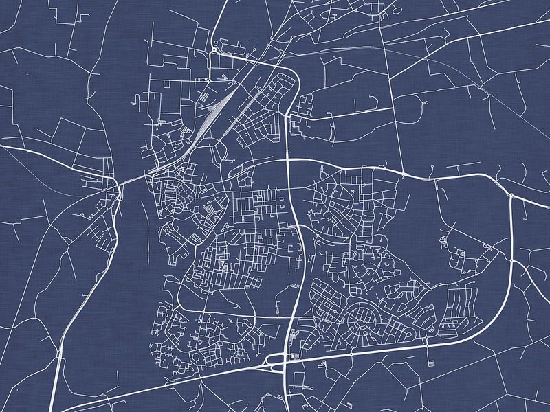 Map of Zutphen in Royal Blue by De Kaartenwinkel