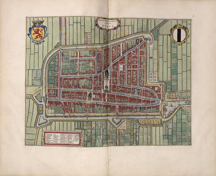 Delft, Plan de la ville Joan Blaeu 1652 par Atelier Liesjes