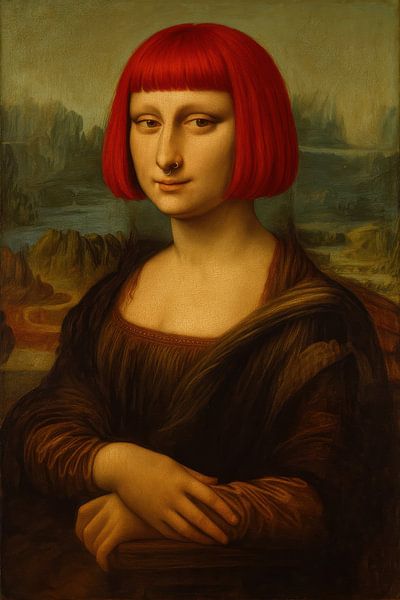 Mona Lisa red crescent moon by Poster Art Shop