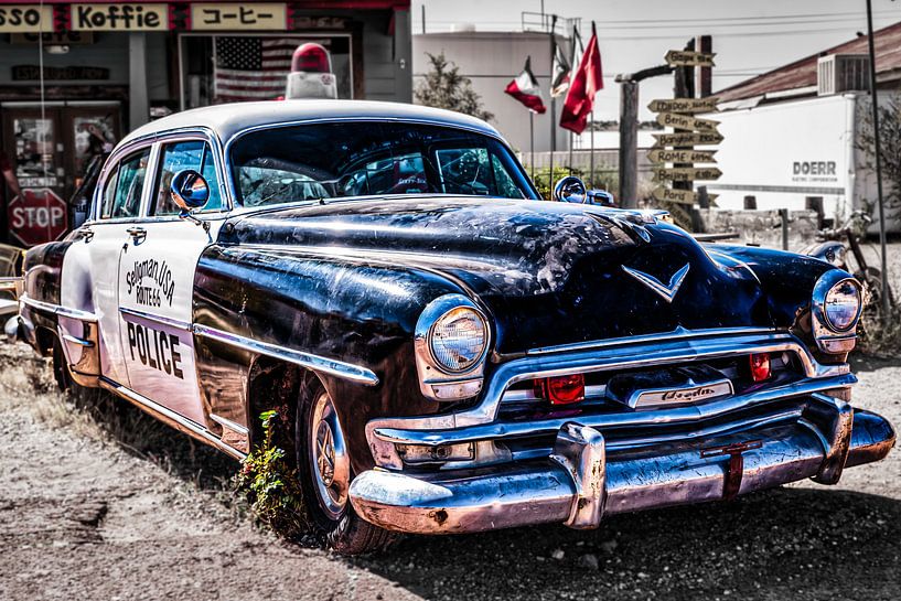 Vintage police car in Seligman route 66 in Arizona USA in HDR by Dieter Walther
