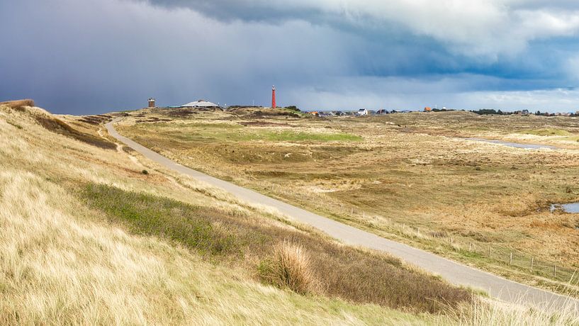Huisduinen in der Landschaft mit Leuchtturm von eric van der eijk