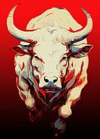 Dynamischer Stier in feuriger Bewegung