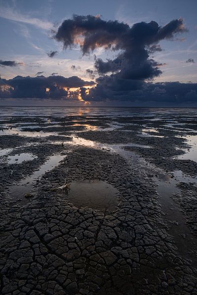 Sunset Wadden Sea by Adrian Visser