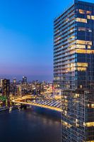Zicht op de De Rotterdam en de Erasmusbrug.